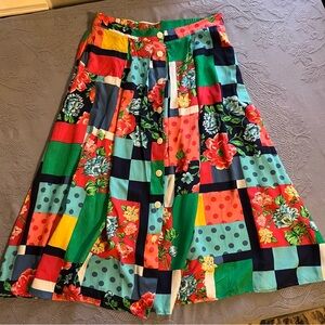Vintage Skirt floral patchwork bright Chaus Sz 16